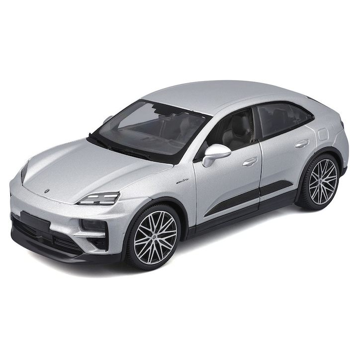 Porsche Macan Turbo elektromos modellautó, ezüst - 1/24 Bburago