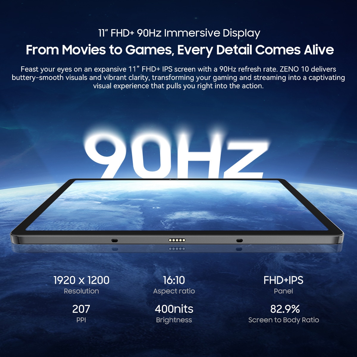 Tableta Blackview ZENO 10,11" FHD+ IPS,5G AI,90Hz, Ai Android 15, 24GB+256GB(TF 2TB), UNISOC Tiger T8200, 8800mAh, 13MP, 4 × Box Speaker, Cu tastatura, PC Mode 2.0, BT 5.0/GPS, negru