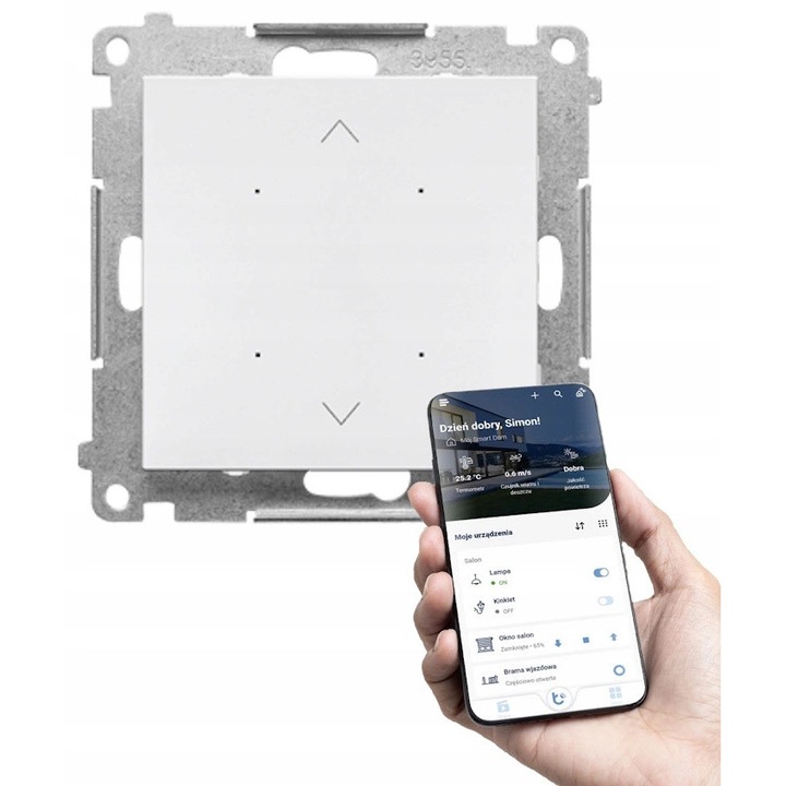 Wi-Fi vezérlő Kontakt-Simon 55 redőnyökhöz, matt fehér, 230V, süllyesztett szerelés