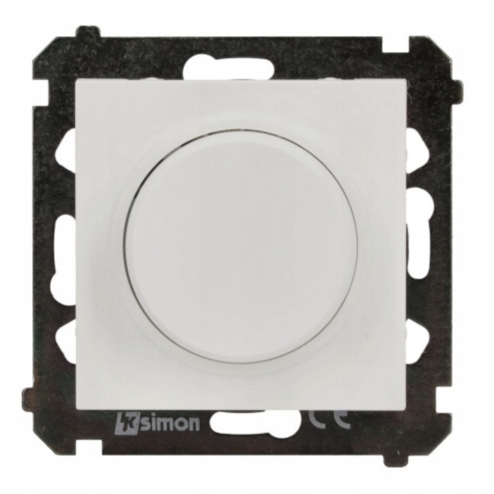 LED fényerőszabályzó forgókapcsolóval Simon 55, matt fehér, intenzitásszabályzó, süllyesztett szerelés, IP20
