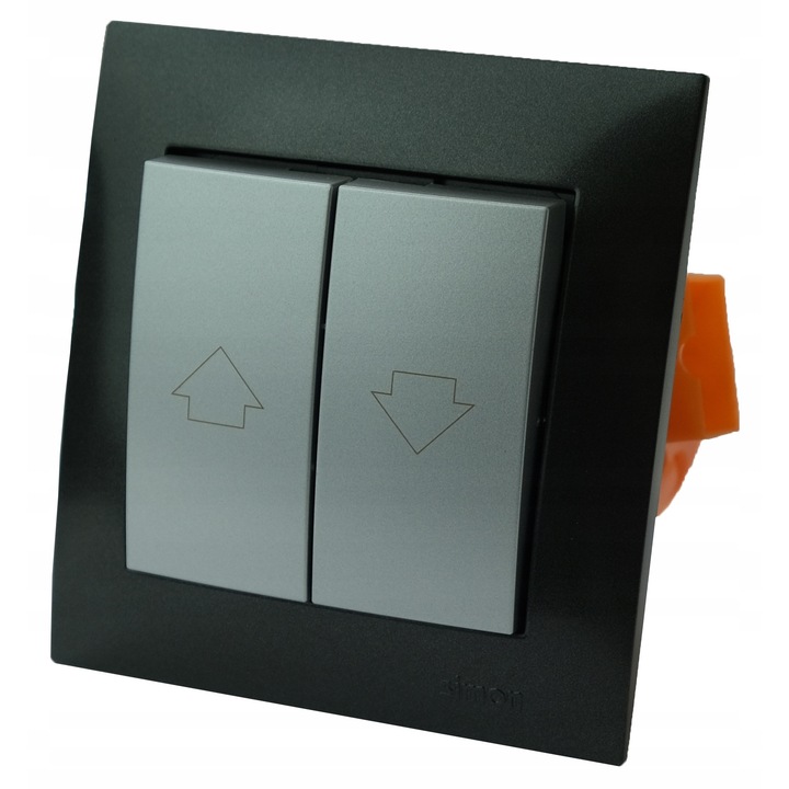 Redőnykapcsoló, Kontakt-Simon, 54, dupla, ezüst, falba süllyesztett