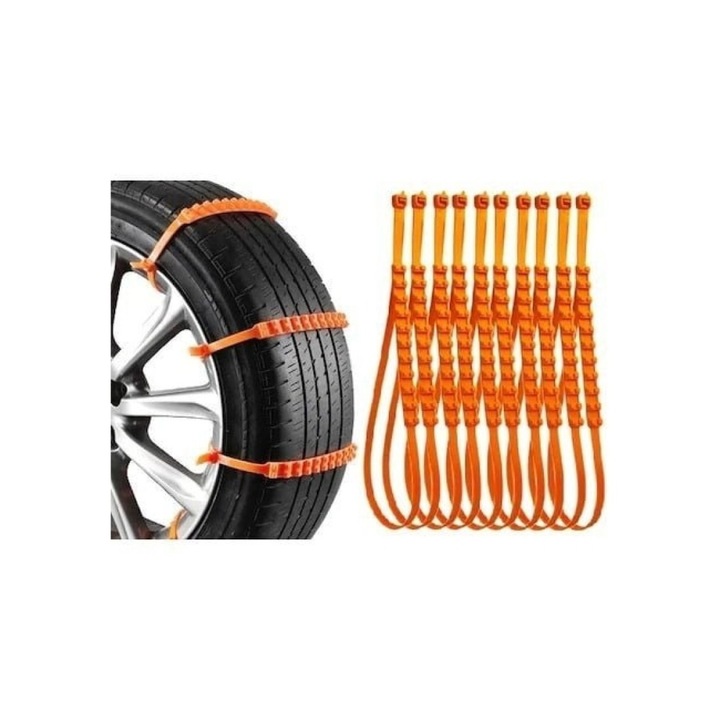 Set 8 coliere antiderapante TPU Lumi LUXURY pentru zapada, 85x2cm