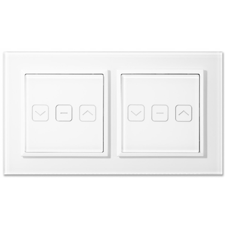 2 db WiFi redőnykapcsoló szett Ospel Sonata Touch fehér üveg 71x71x40mm dupla kerettel 163x92x9.7mm