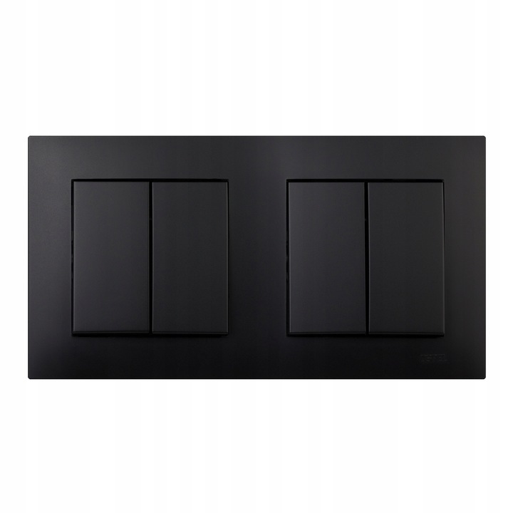 Ospel Szafir dupla kapcsoló szett, fekete metál, 75x75x59mm, 153x82x8mm kerettel