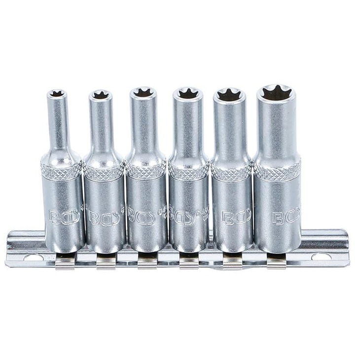Set 6 fitinguri tubulare E, 1/4", dimensiuni E4-E10, lungime 50mm, BGS