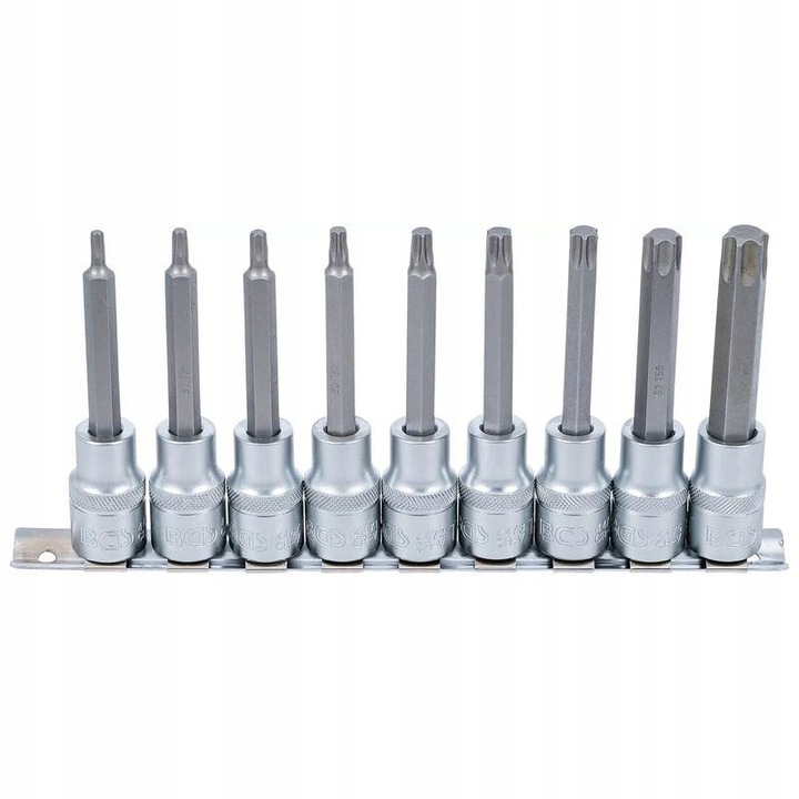 Set 9 tubulare Torx TX20-TX60, BGS, antrenare 1/2", lungime 100mm, otel crom-vanadiu