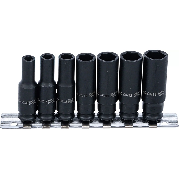 Mély hatlapú ütvecsavarozó dugókulcs készlet 6,3 mm (1/4"), 6-13 mm, 7 részes, BGS 5299