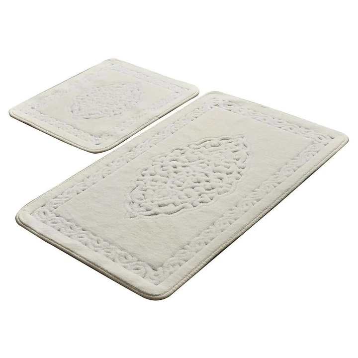 Set de 2 covorase de baie Chilai Home by Alessia din bumbac ecru, 50x80cm, produse în Turcia