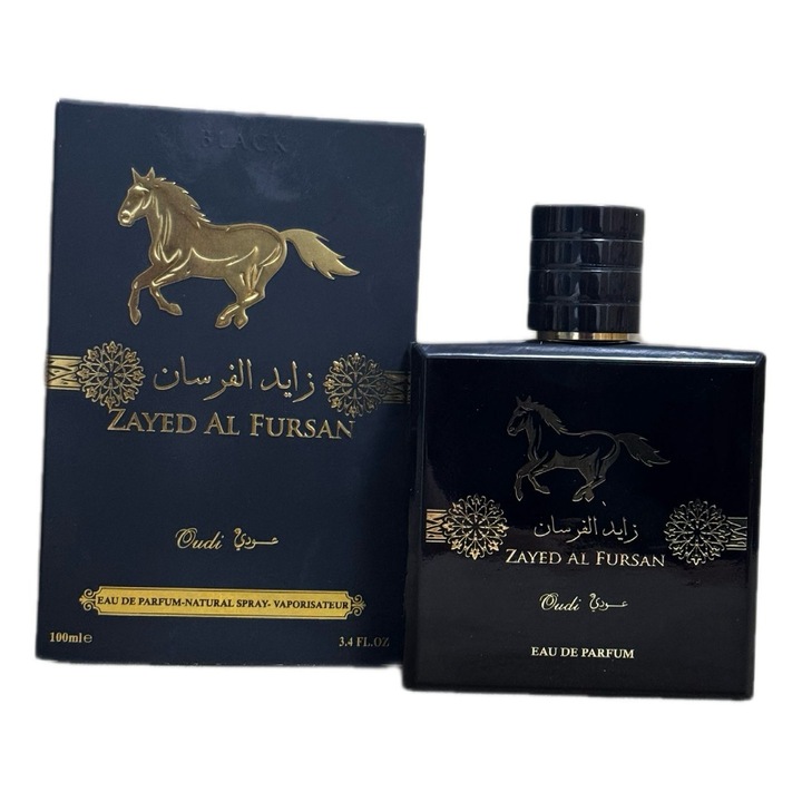Parfum OUDI Zayed Al Fursan Black, 100ml, oriental-lemnos, cu note de ananas si oud