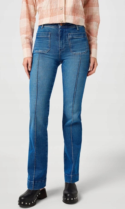 Blugi dama, Wrangler, Albastru, Bumbac 112362671