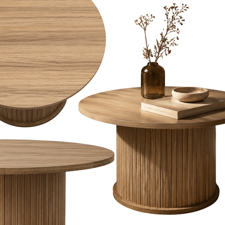 Masuta de cafea riflata SCAVA, Ø 70 x 40 cm