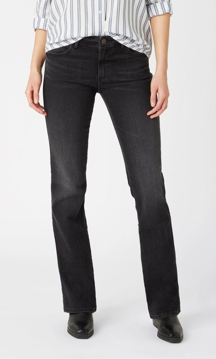 Дамски дънки, Wrangler, Bootcut, черен, памук, Черен