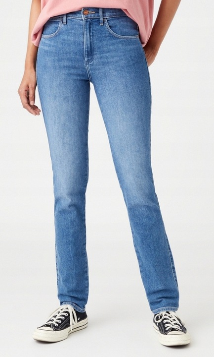 Blugi dama W26LXR44T, Wrangler, Talie inalta, Albastru, Bumbac