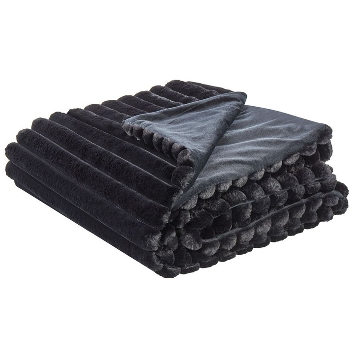 Patura de pat Rakya Blana artificiala 200 x 220 cm Negru