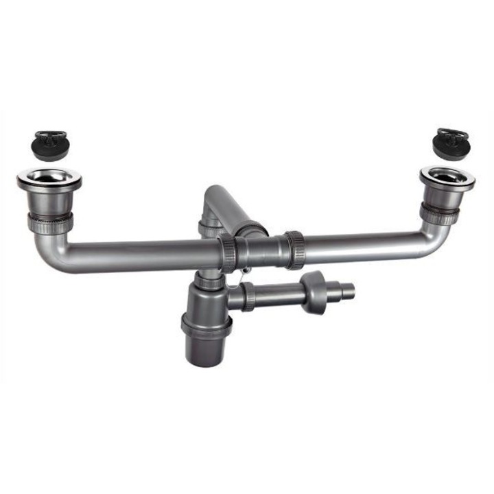 Sifon chiuvetă bucătărie UN, 2 compartimente, 15x20cm