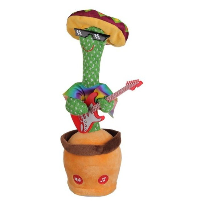 Cactus Interactiv Mexican cu Chitara ce Danseaza si Canta 40cm +2 ani