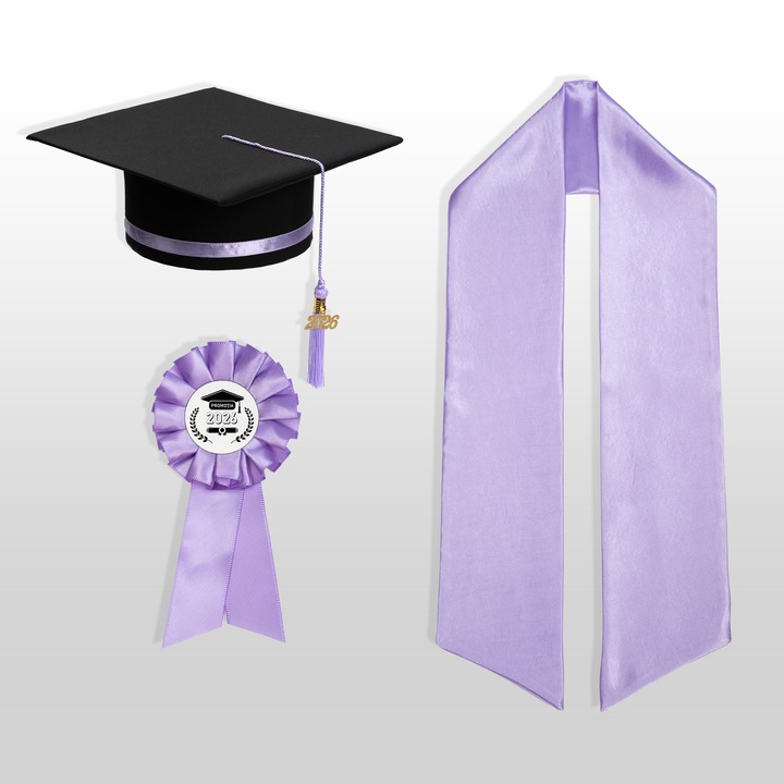 Set Absolvire - Toca, Esarfa si Cocarda, Lila, Nepersonalizat, Ceremonie / Serbare, Sfarsit de An, Liceu, Facultate
