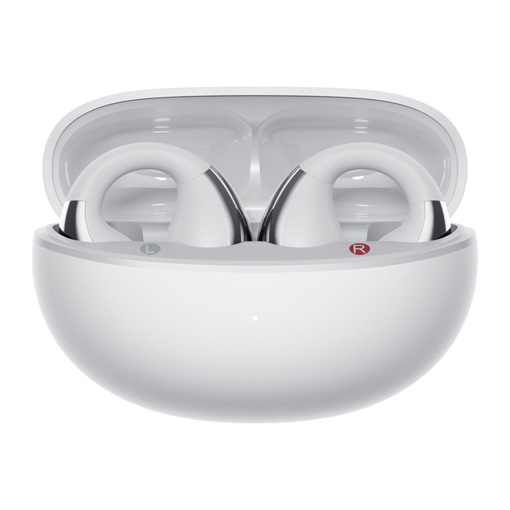 Casti bluetooth wireless QCY Crossky Clip C30S, Bluetooth 6.0, 490 mAh, Autonomie 6h, USB-C, Alb