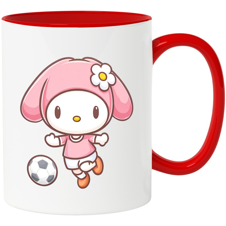 Cana Cu My Melody – Fluturi Colorati Pe Nori – Aventura, Copii si Curaj, Ceramica, 330ML, Cu Maner si Interior Rosu