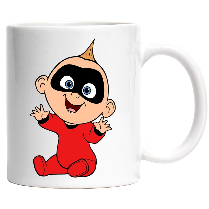 Cana Cu Jack-Jack – Aventuri Vesel Printre Superputeri – Curaj, Emotie si Distractie, Ceramica, 330ML, Cu Maner si Interior Alb