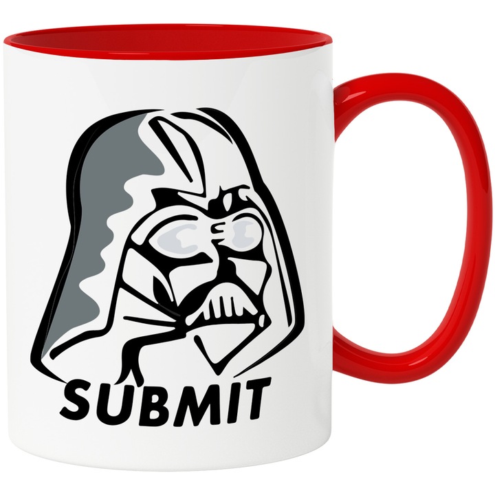 Cana Cu Star Wars – Stele Dansatoare Pixel Curajoase Vesel – Aventura, Copii si Distractie, Ceramica, 330ML, Cu Maner si Interior Rosu