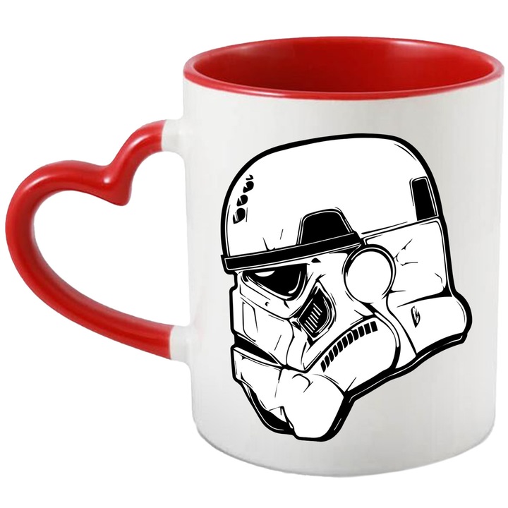 Cana Cu Star Wars – Stele Dansatoare Pixel Vesel Curajoase – Prietenie, Emotie si Curaj, Ceramica, 330ML, Cu Maner Inima Rosie si Interior Rosu