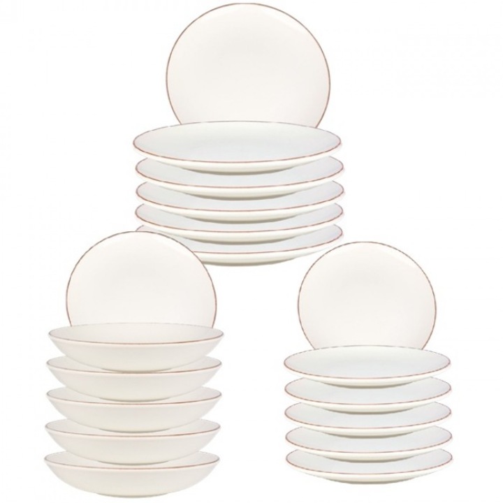 Set serviciu masa Bonna Retro 6 farfurii 19cm, 6 farfurii 25cm cu 6 farfurii supa 20cm 500ml