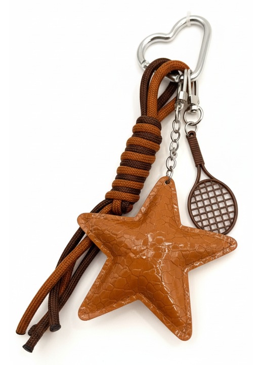 Breloc geanta stea – accesoriu decorativ cu breloc si carabina inima