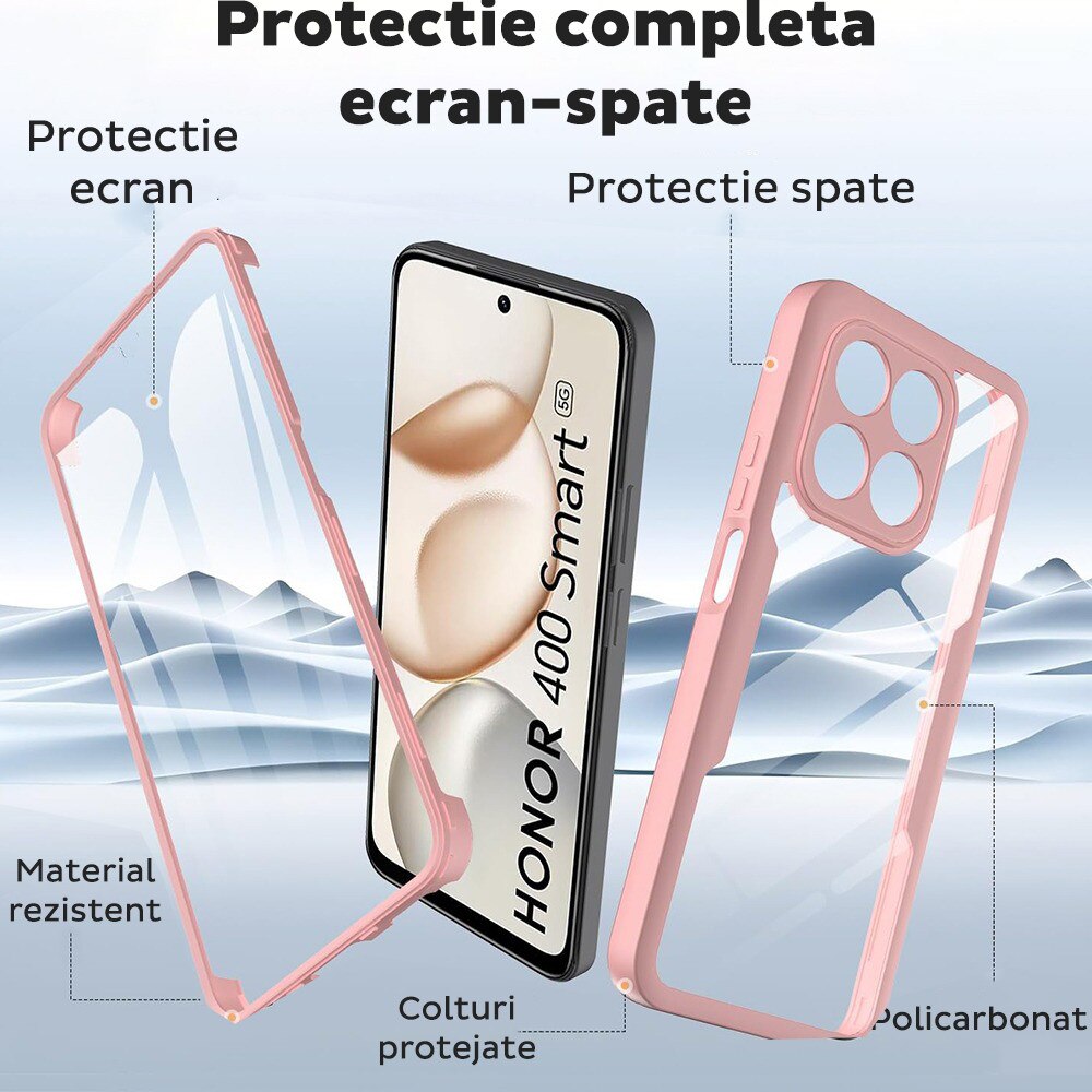 Husa pentru Honor 400 Smart / X7d 4G DaDen® ColorVerse 360, Antisoc, Protectie completa spate-ecran, Roz