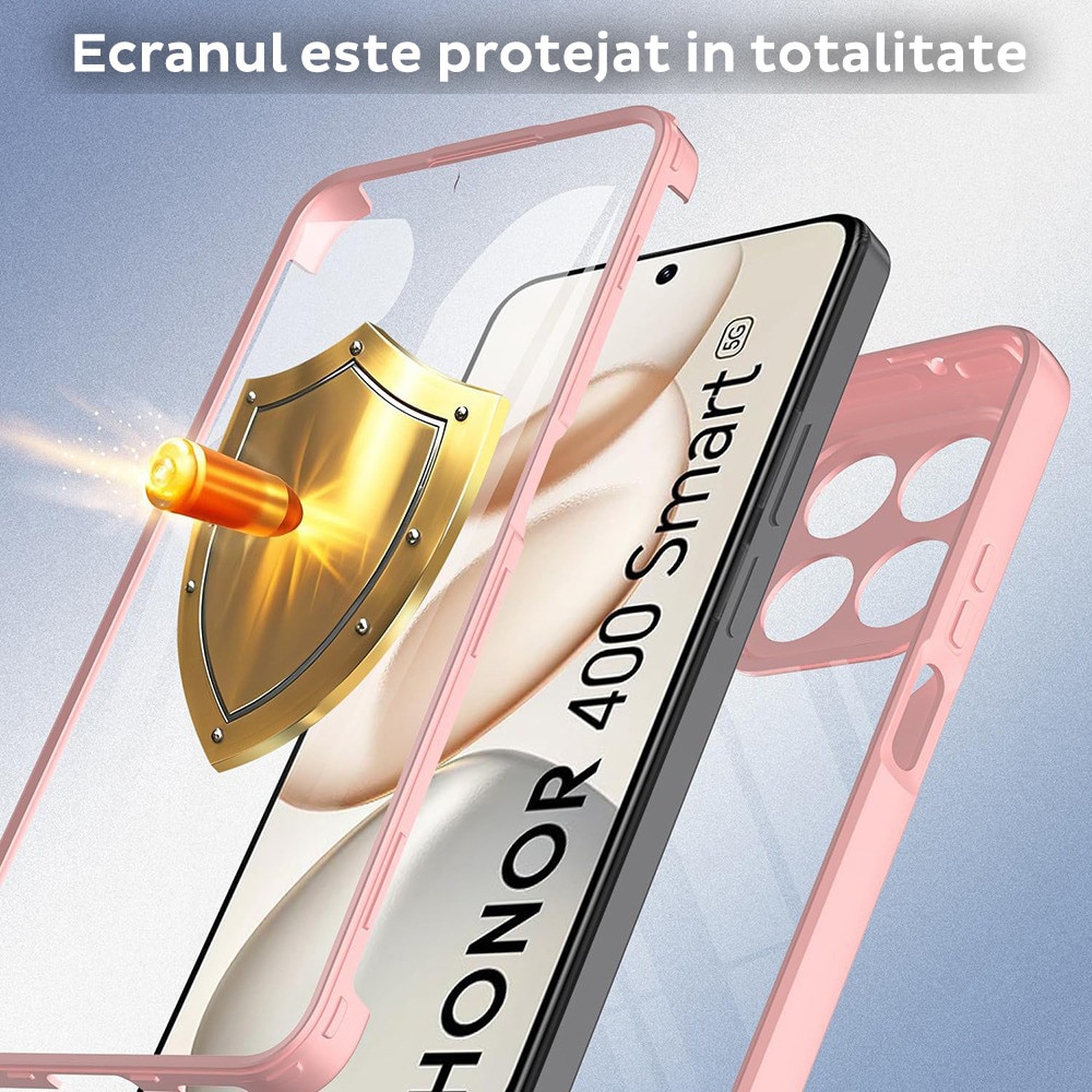 Husa pentru Honor 400 Smart / X7d 4G DaDen® ColorVerse 360, Antisoc, Protectie completa spate-ecran, Roz