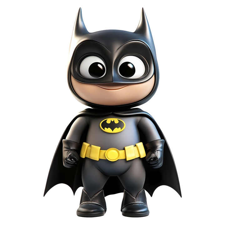 Sticker Adeziv Cu Batman – Personaj Aventuros, Cadou Colorat si Nostalgic, cu Margini Albe, PVC Vinyl 10CM