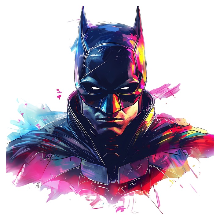 Sticker Adeziv Cu Batman – Personaj Iconic Gotham, Cadou Colorat si Fermecator, cu Margini Albe, PVC Vinyl 15CM