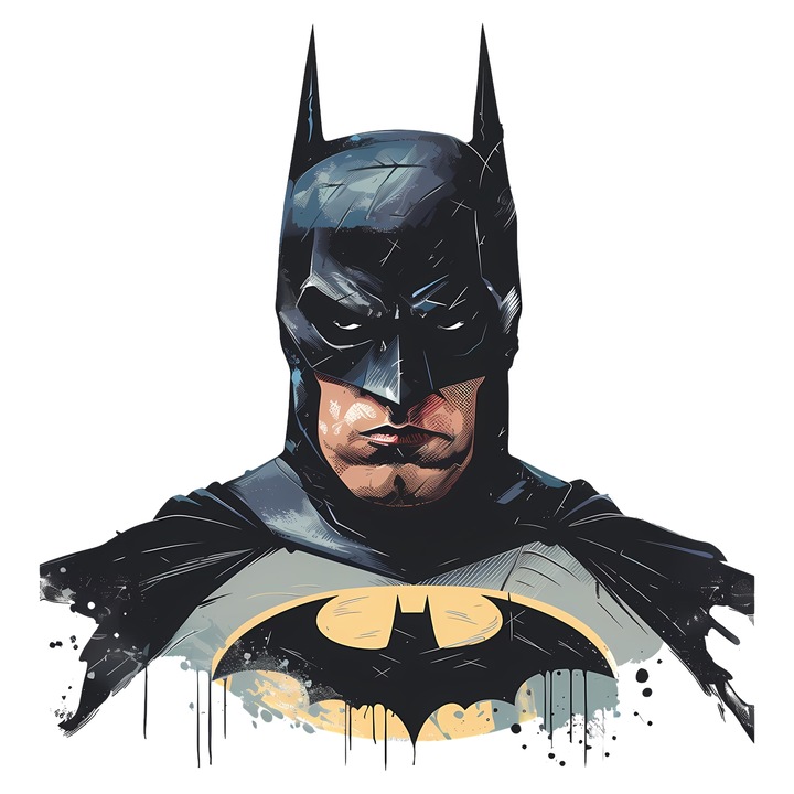 Sticker Adeziv Cu Batman – Cavaler Intunecat Aventuros, Cadou Amuzant si Fermecator, cu Margini Albe, PVC Vinyl 23CM