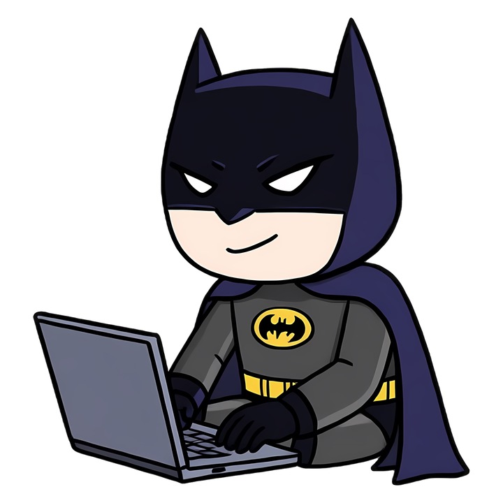 Sticker Adeziv Cu Batman – Design DC Aventuros, Cadou Amuzant si Colorat, cu Margini Albe, PVC Vinyl 10CM