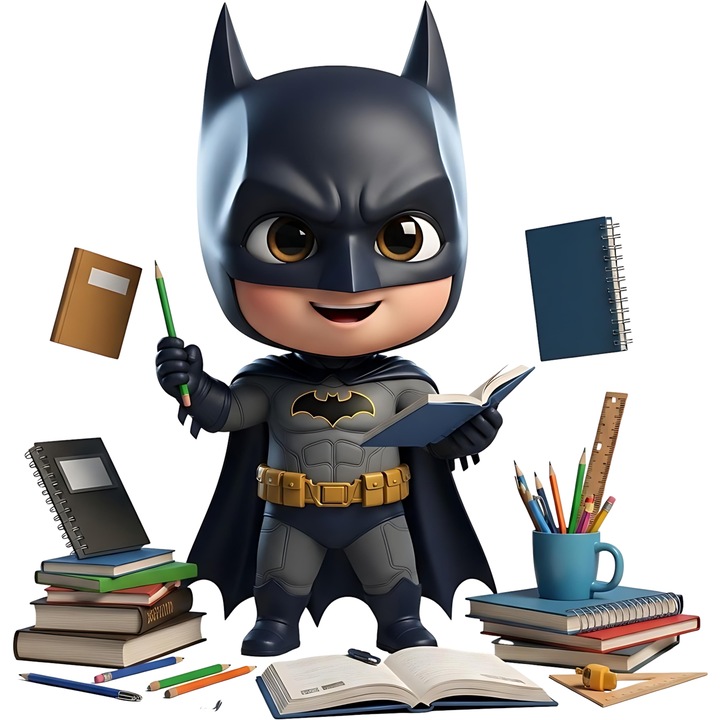 Sticker Adeziv Cu Batman – Personaj DC Colorat, Cadou Magic si Aventuros, cu Margini Albe, PVC Vinyl 28CM