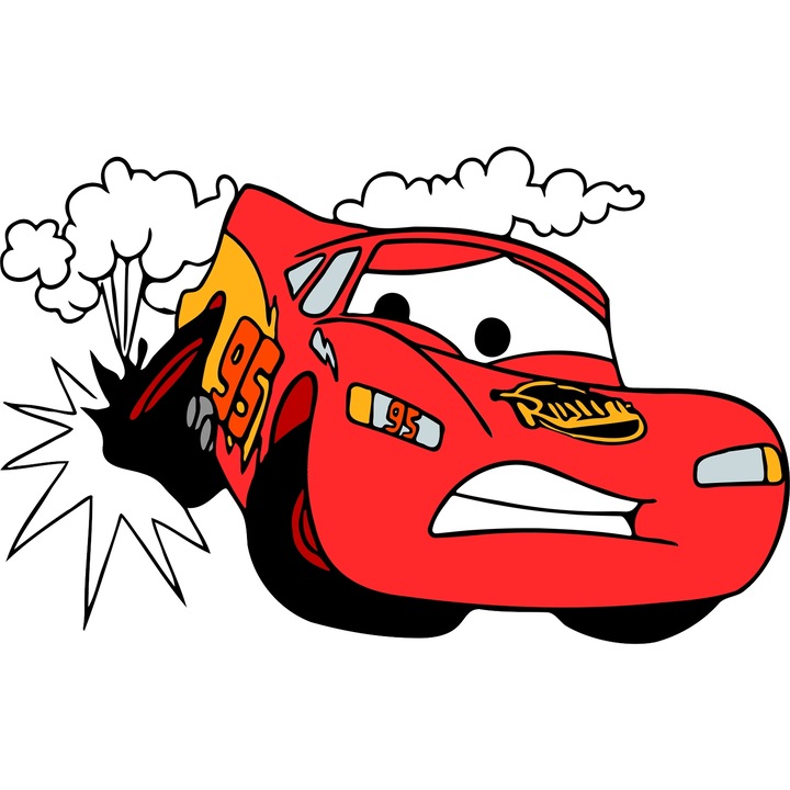 Sticker Adeziv Cu Cars – Design Creativ si Aventuros, Cadou Special si Colorat, cu Margini Albe, PVC Vinyl 90CM