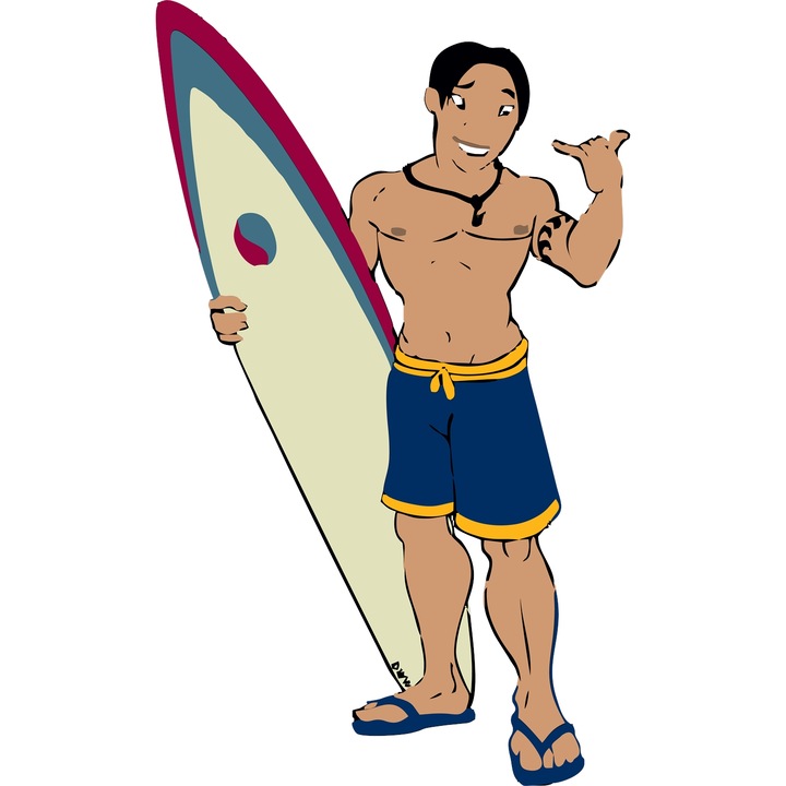 Sticker Adeziv Cu David Kawena – Personaj Lilo & Stitch Iconic, Cadou Original si Aventuros, cu Margini Albe, PVC Vinyl 10CM