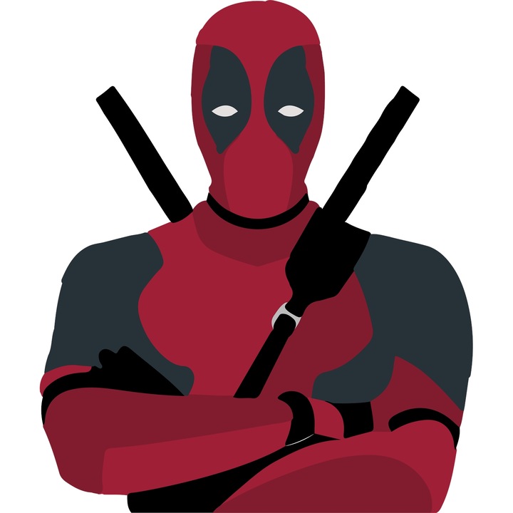 Sticker Adeziv Cu Deadpool – Poveste Marvel Aventuroasa, Design Creativ si Inspirat, cu Margini Albe, PVC Vinyl 90CM