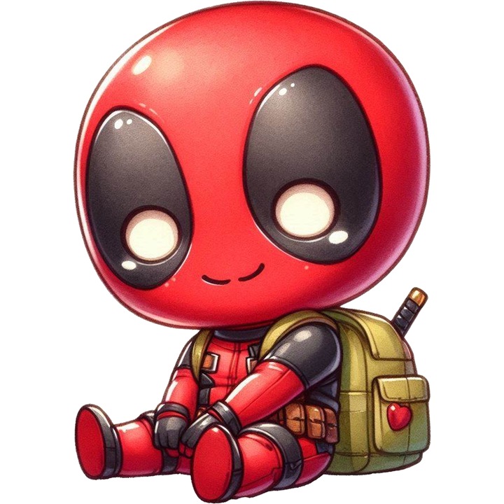 Sticker Adeziv Cu Deadpool – Poveste Marvel Nostalgica, Cadou Original si Aventuros, cu Margini Albe, PVC Vinyl 10CM