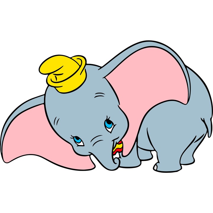 Sticker Adeziv Cu Dumbo – Poveste Disney Emotionanta, Design Creativ si Inspirat, cu Margini Albe, PVC Vinyl 90CM