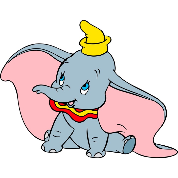 Sticker Adeziv Cu Dumbo – Erou Aventuros si Fermecator, Cadou Special si Inspirat, cu Margini Albe, PVC Vinyl 90CM