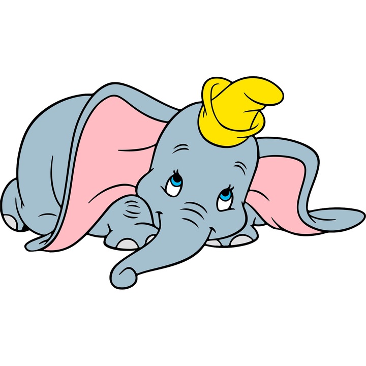 Sticker Adeziv Cu Dumbo – Poveste Disney Iconica, Design Creativ si Inspirat, cu Margini Albe, PVC Vinyl 90CM