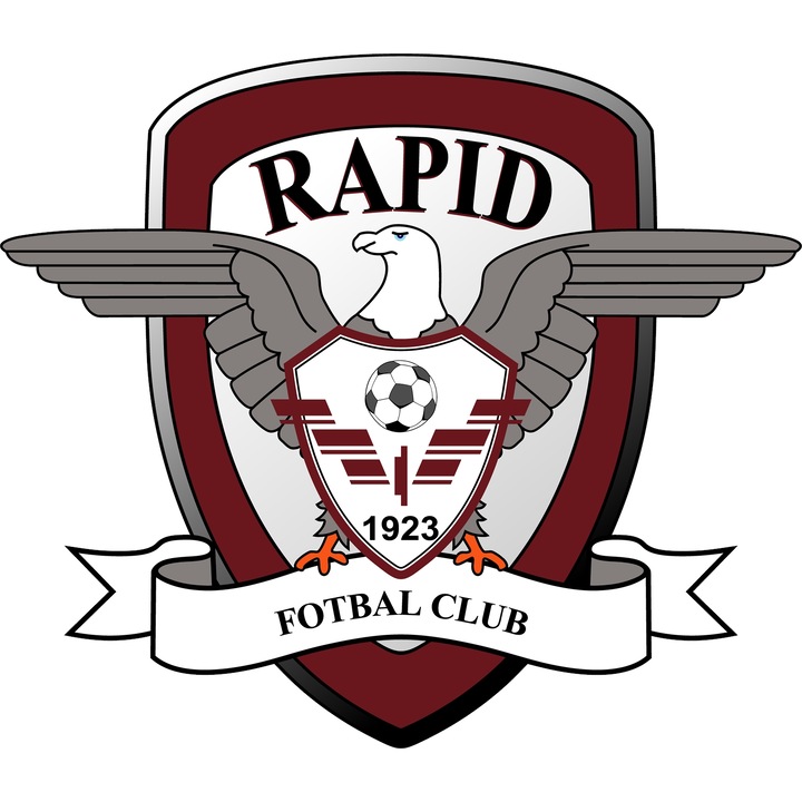 Sticker Adeziv Cu FC Rapid Bucuresti - Emblema Echipa Sportiva, Fotbal, cu Margini Albe, PVC Vinyl 10CM