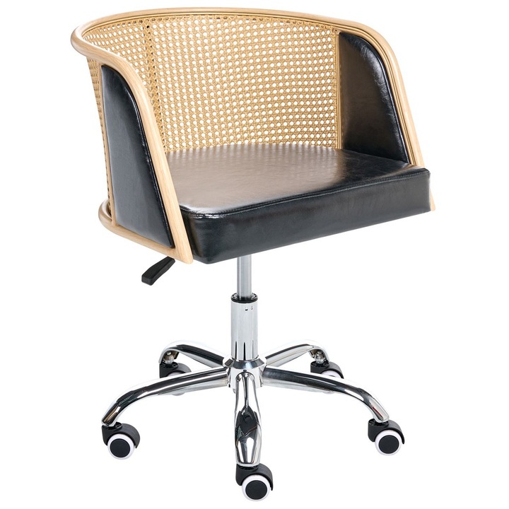 Scaun de birou Elkhart Piele ecologica Negru