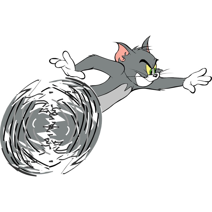 Sticker Adeziv Cu Tom si Jerry Aventuri Si Joaca Rivalitate Si Prietenie Zambete Si Distractie, cu Margini Albe, PVC Vinyl 90CM