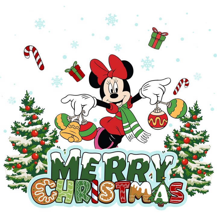 Sticker Adeziv Cu Mickey si Minnie – Fluturi si Aventura Colorata – Prietenie, Emotie si Zambete, cu Margini Albe, PVC Vinyl 90CM