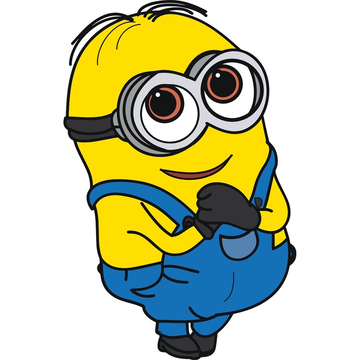 Sticker Adeziv Cu Minion Zbor Printre Nori, Aventura si Prieteni Magici, Magie si Bucurie, cu Margini Albe, PVC Vinyl 90CM