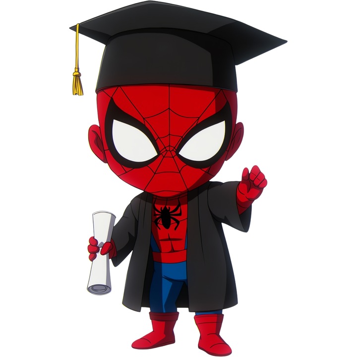 Sticker Adeziv Cu Spiderman Joaca si Aventura, Curaj si Prietenie Plina de Speranta, Magie si Distractie, cu Margini Albe, PVC Vinyl 90CM