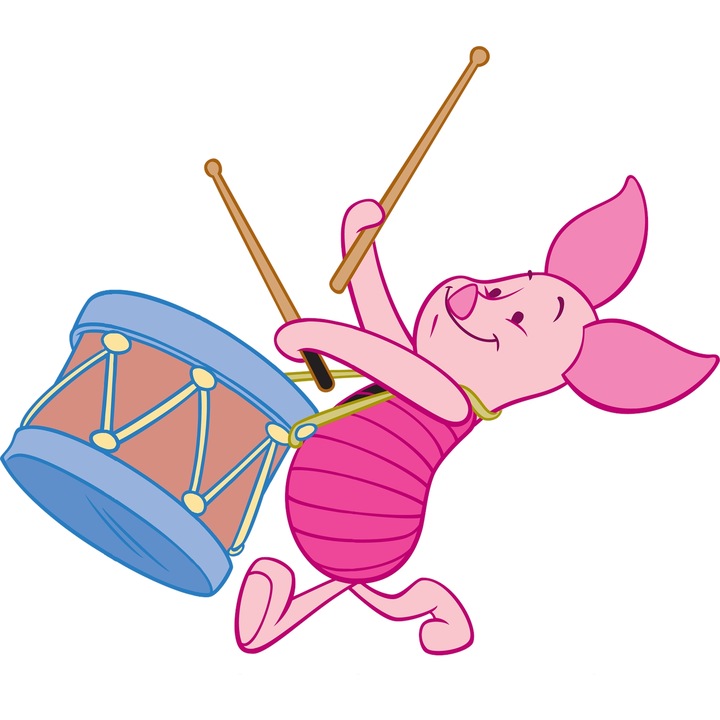 Sticker Adeziv Cu Piglet Micul Erou, Curaj si Aventura Plina de Speranta, Joaca si Prieteni, cu Margini Albe, PVC Vinyl 90CM