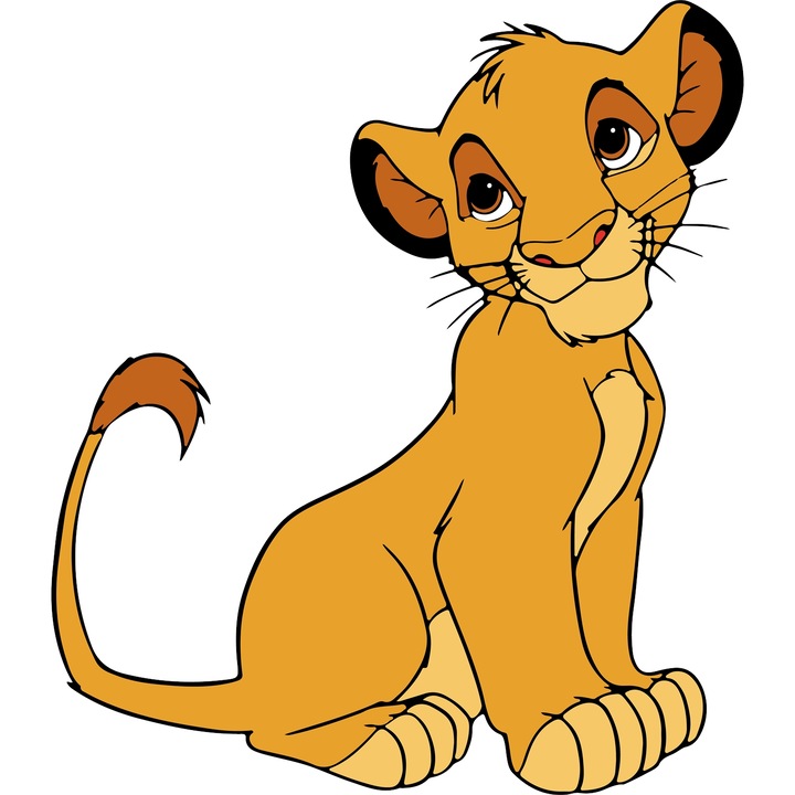 Sticker Adeziv Cu Regele Leu Simba – Salturi Vesel Sub Stele – Aventura, Copii si Distractie, cu Margini Albe, PVC Vinyl 10CM